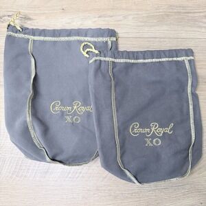 Crown Royal XO Drawstring Storage Bags Gray‎ Gold Embroidered Whiskey Pouches